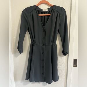 Aritzia Babaton XXS Dark Gray Button-Front Mini Dress